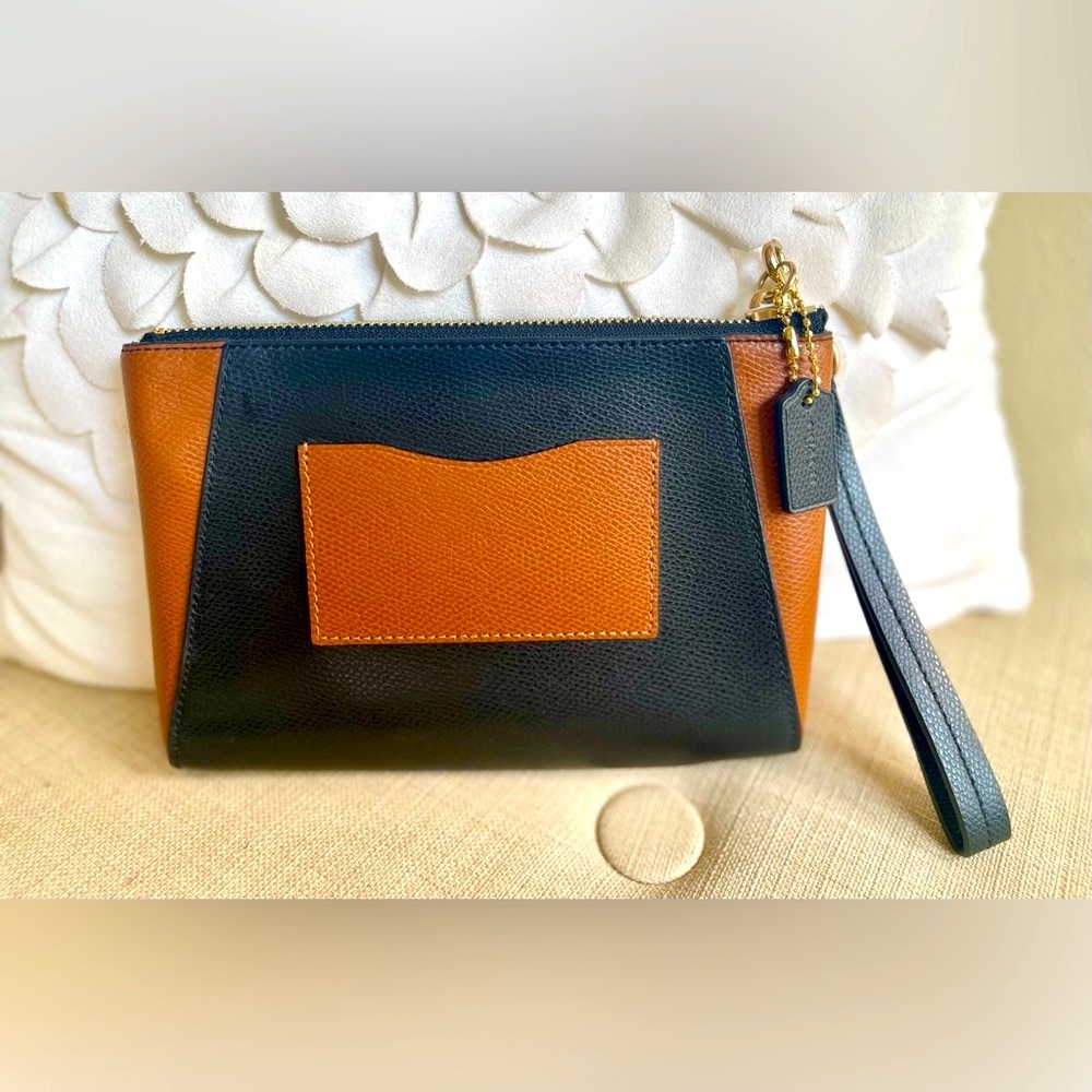 Coach Black and Brown Wristlet with Gold hardware - Picture 3 of 10